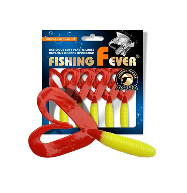 

Твистер AQUA FishingFever TWIX, 8,5cm, 4,8g, 10 шт, 097 (желто-красн.), 1 уп., Желтый;красный, Fishing Fever Twix