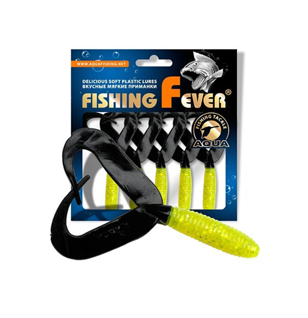 

Твистер AQUA FishingFever TWIX, 8,5cm, 4,8g, 10 шт, 067 (желто-черный), 1 уп., Желтый;черный, Fishing Fever Twix