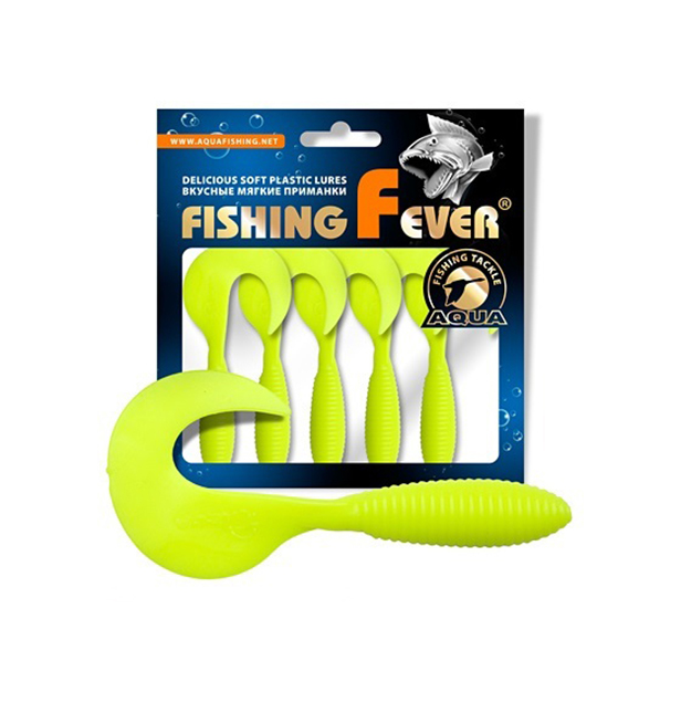 

Твистер AQUA FishingFever ARGO, 4,5cm, 1,0g, 10 шт, 018 (желтый лимоник), 1 уп., Fishing Fever Argo