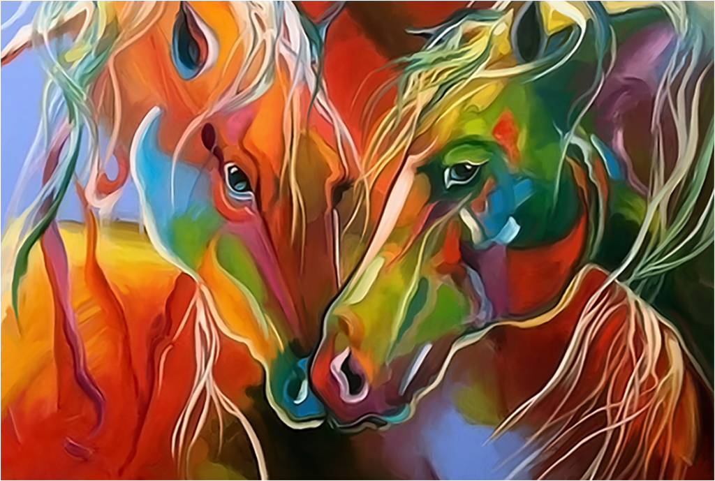 

Картина на холсте с подрамником ХитАрт Цветные лошади 60x40 см, 322