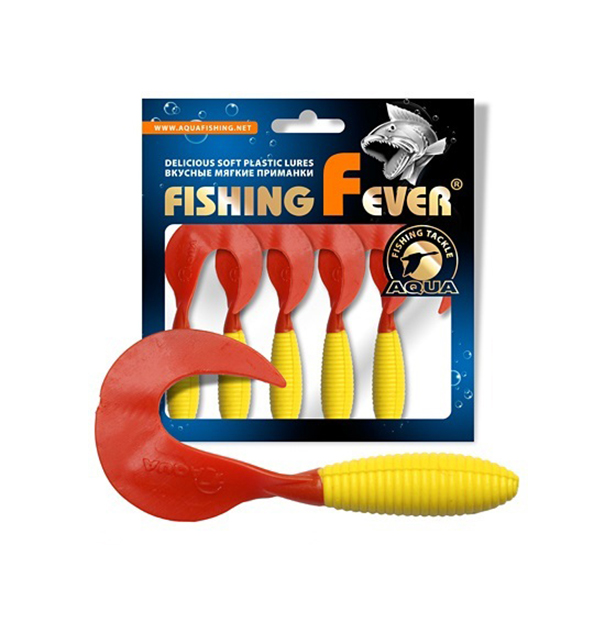Твистер AQUA FishingFever ARGO, 6,0cm, 2,0g, 6 шт, 052 (желто-красн.), 1 уп.