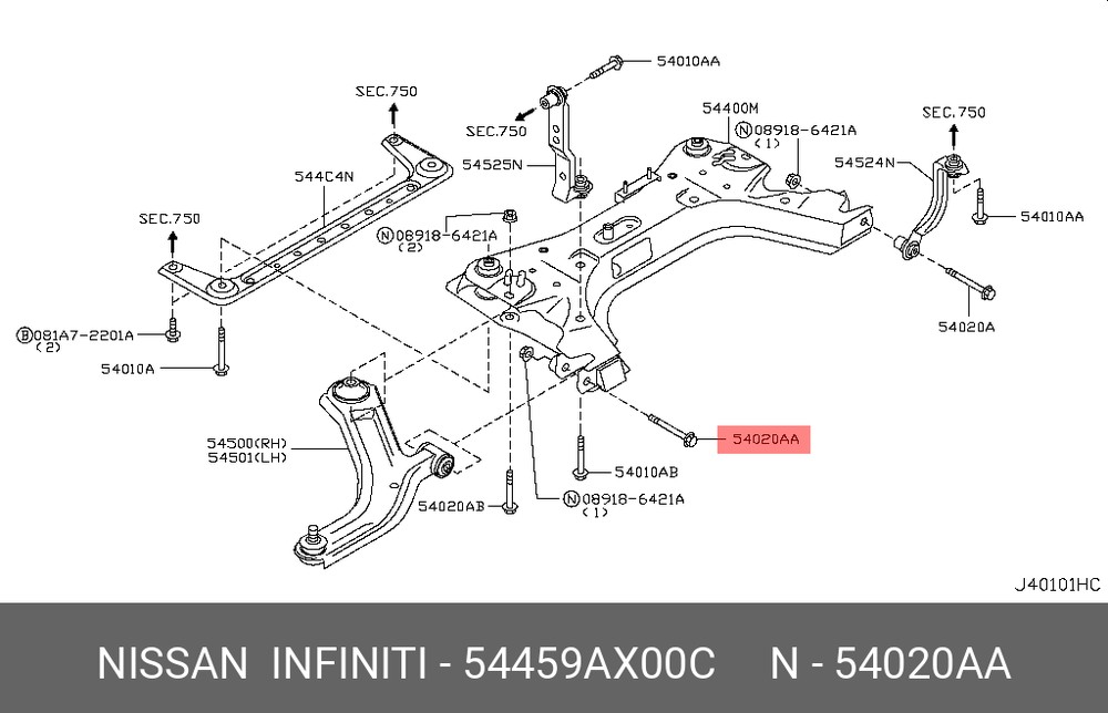 

Болт Крепежный Nissan Tiida (C11) (2007>) NISSAN 54459AX00C