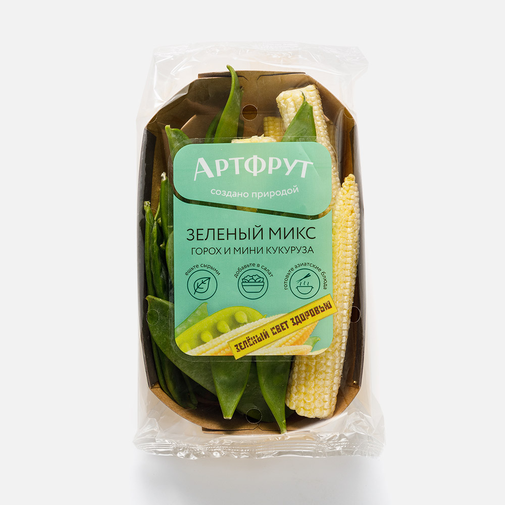 Овощной микс Артфрут, стручковый горох и мини-кукуруза, 150 г