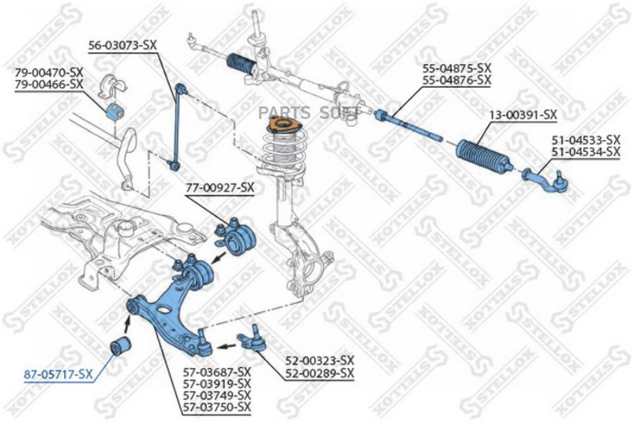 

87-05717-sx_сайлентблок пер. рычага volvo s40/v50 all 04>, ford focus all 03>