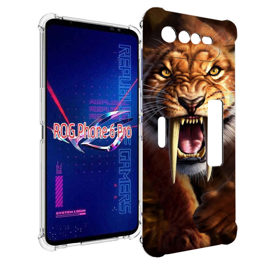 

Чехол MyPads саблезубый злой тигр для Asus ROG Phone 6 Pro, Прозрачный, Tocco