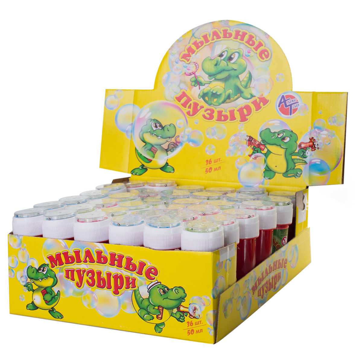 Мыльные пузыри АЛЕКС ТОЙЗ Крокодил, 50мл, ассорти, (36шт.)