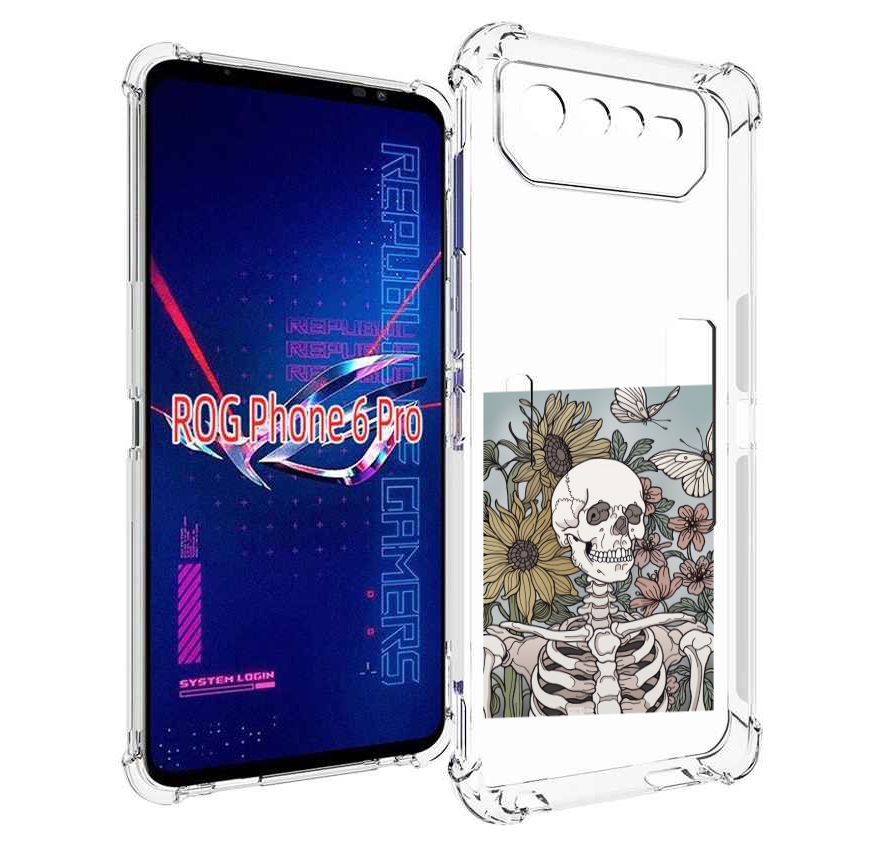 

Чехол MyPads скелетик с подсолнухами для Asus ROG Phone 6 Pro, Прозрачный, Tocco