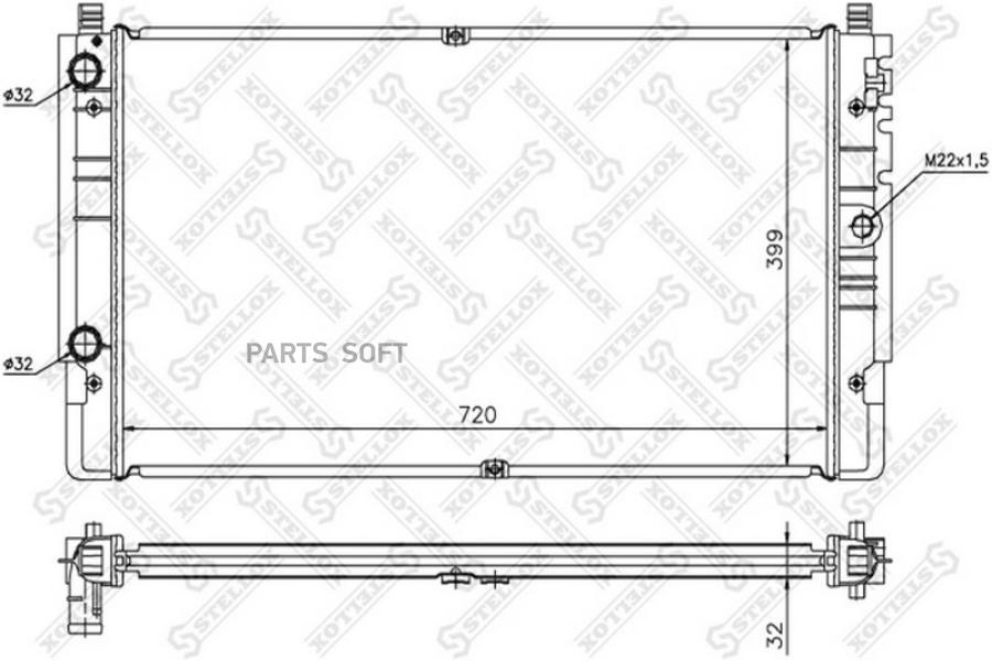 

10-26422-sx_радиатор системы охлаждения vw t4 2.0i-2.5tdi long hood 96>