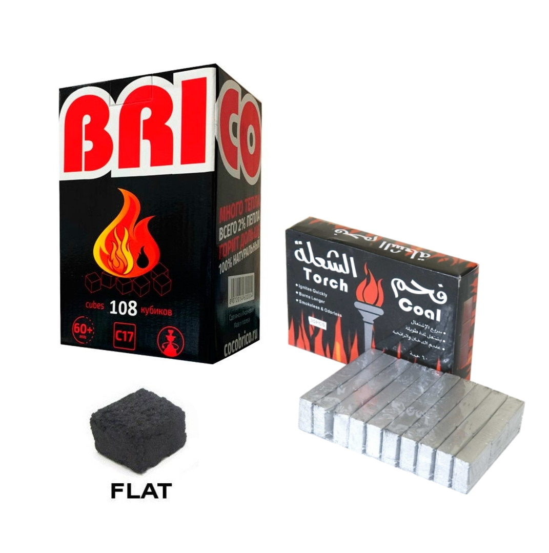 Уголь для кальяна Cocobrico кокос 17х25х25 мм 108 кубиков, 1 кг, уголь Torch, 200 г