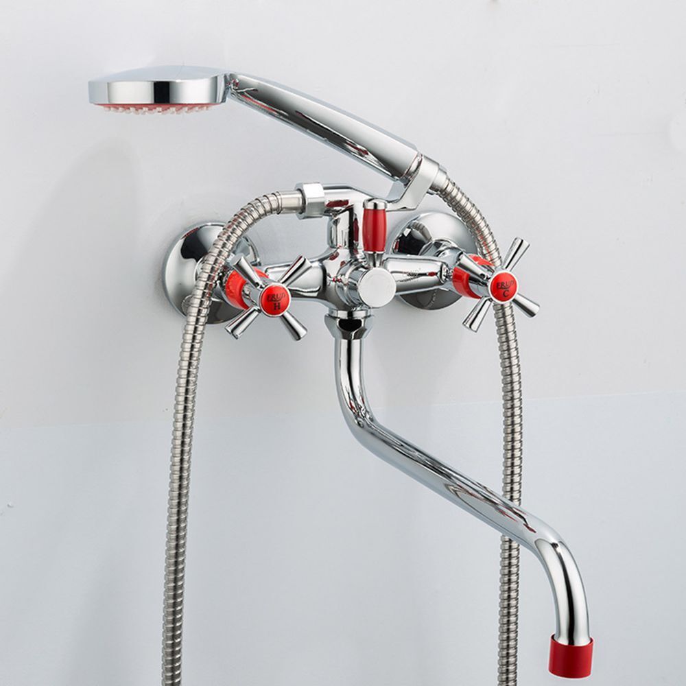 фото Смеситель для ванны, frud, с кран-буксой, красн, r22118-10