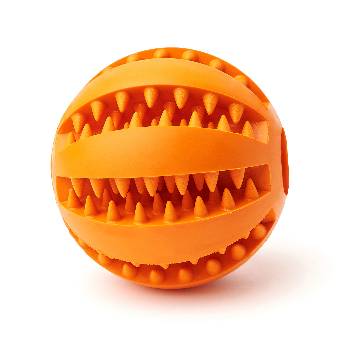 Жевательная игрушка для собак, мяч Чистые Клыки, со вкусом мяты, оранжевый, диаметр 5 см