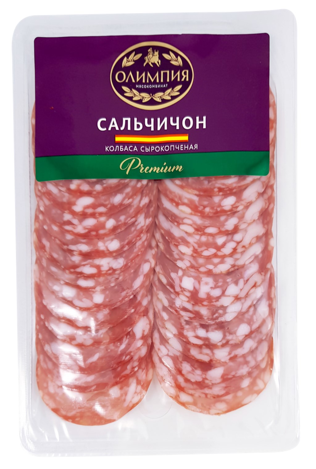 

Колбаса Олимпия Сальчичон сырокопченая в нарезке 80 г