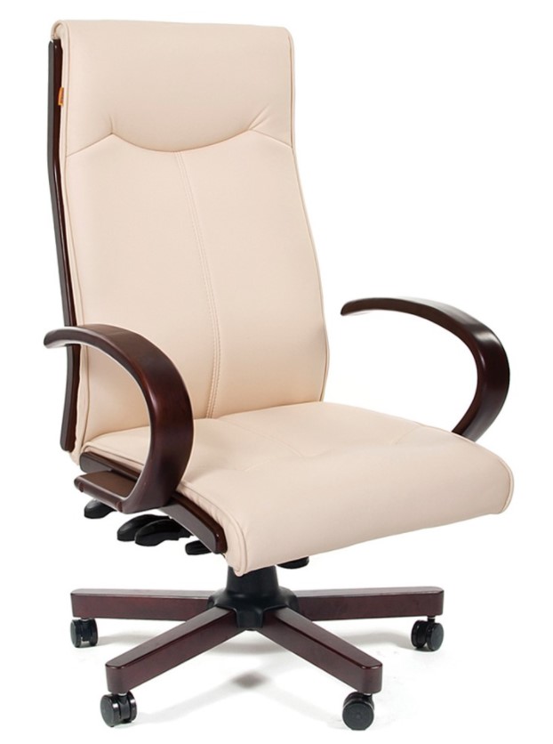 фото Офисное кресло chairman 411 бежевое экопремиум, с деревянными элементами n (7023222)
