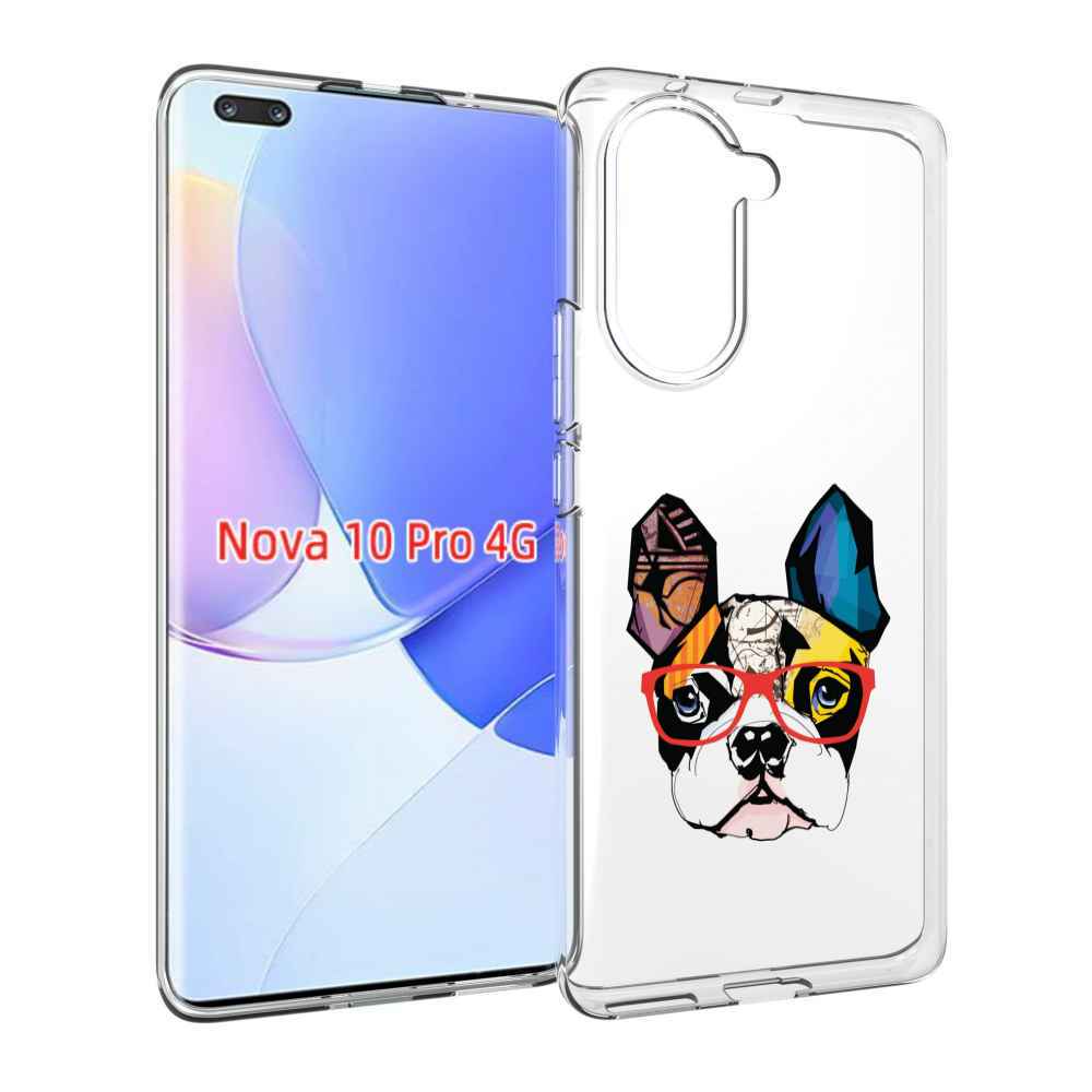 Чехол MyPads Мопс-в-очках для Huawei Nova 10 Pro противоударный