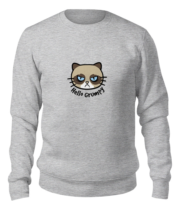 

Свитшот унисекс Printio Hello kitty x grumpy cat серый 2XL, Hello kitty x grumpy cat