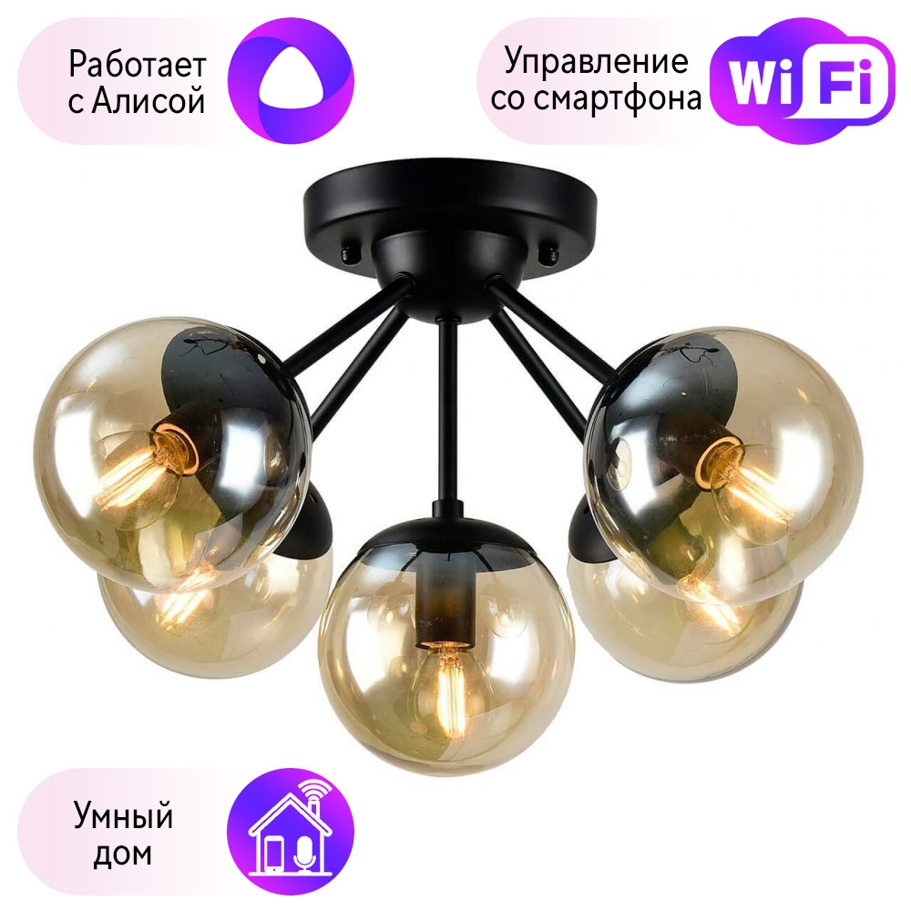 

A1664PL-5BK-A Потолочная люстра Arte Lamp с поддержкой Алиса