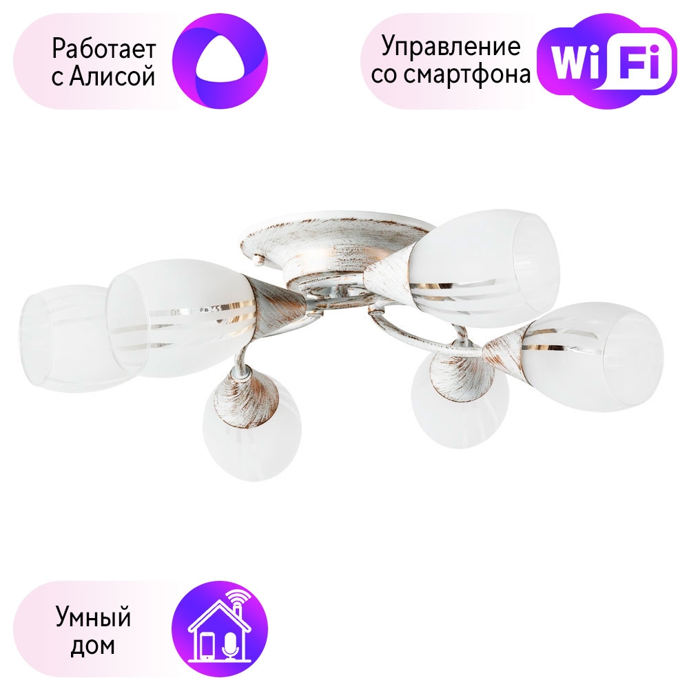

Потолочная люстра Combo Lustr A2701PL-6WG-A Arte lamp Penny с поддержкой Алиса