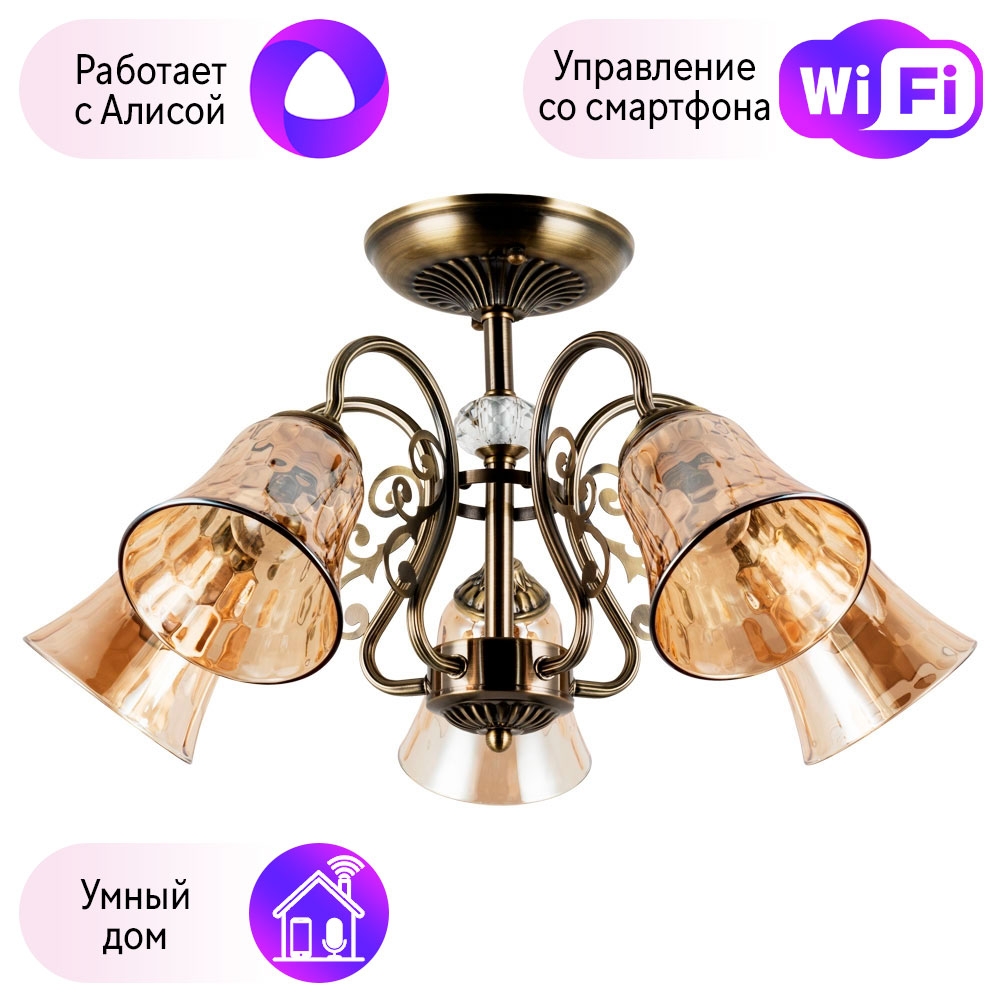 

Люстра на штанге Combo Lustr A2702PL-5AB-A Arte lamp Nicole с поддержкой Алиса