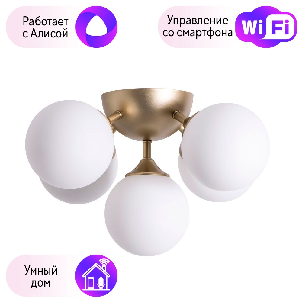 

Потолочная люстра Combo Lustr A2704PL-5SG-A Arte lamp Fobos с поддержкой Алиса