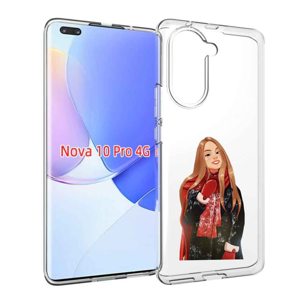 Чехол MyPads Новогодний-зимний-арт женский для Huawei Nova 10 Pro противоударный