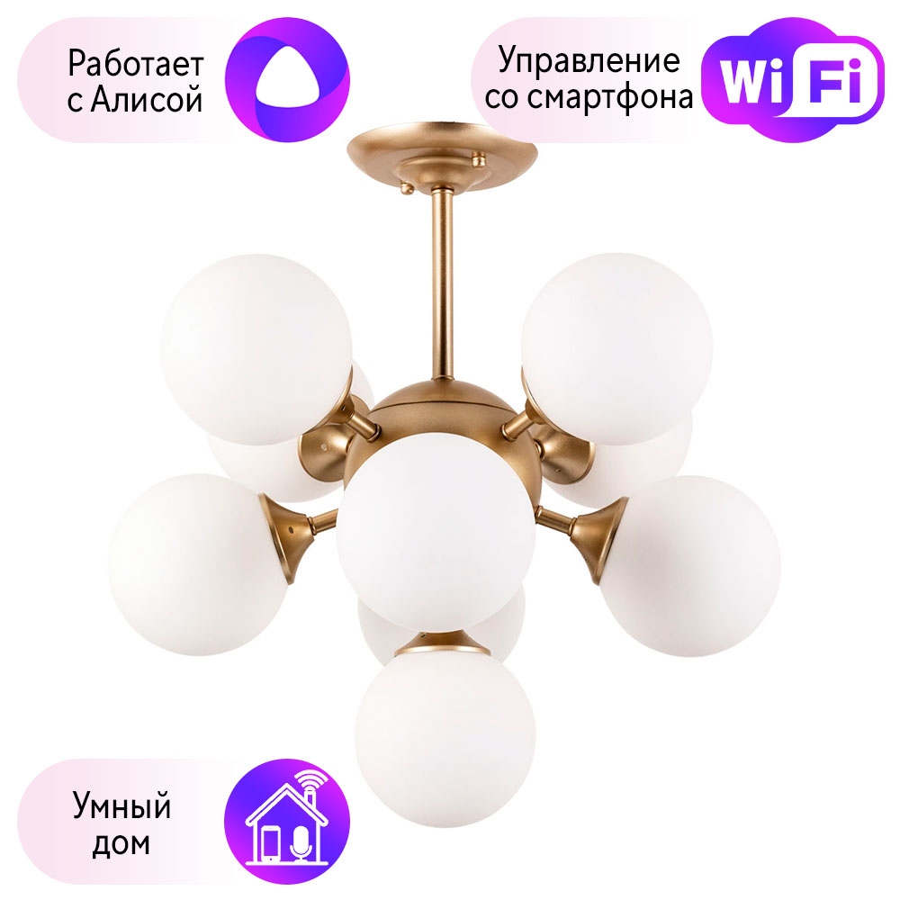

Люстра на штанге Combo Lustr A2704PL-9SG-A Arte lamp Fobos с поддержкой Алиса