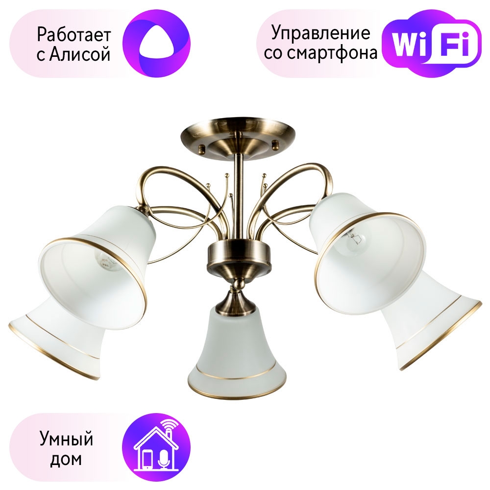 

Люстра на штанге Combo Lustr A2709PL-5AB-A Arte lamp Blossom с поддержкой Алиса