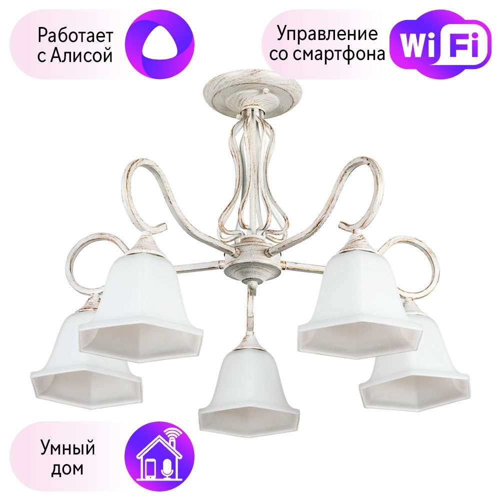

A2714PL-5WG-A Потолочная люстра Arte lamp Merry с поддержкой Алиса