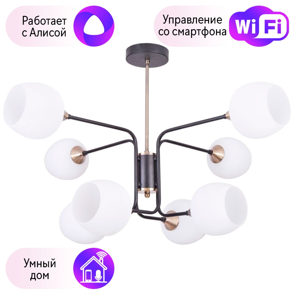 

Люстра на штанге Combo Lustr A3564PL-8BK-A Arte Lamp Skat с поддержкой Алиса