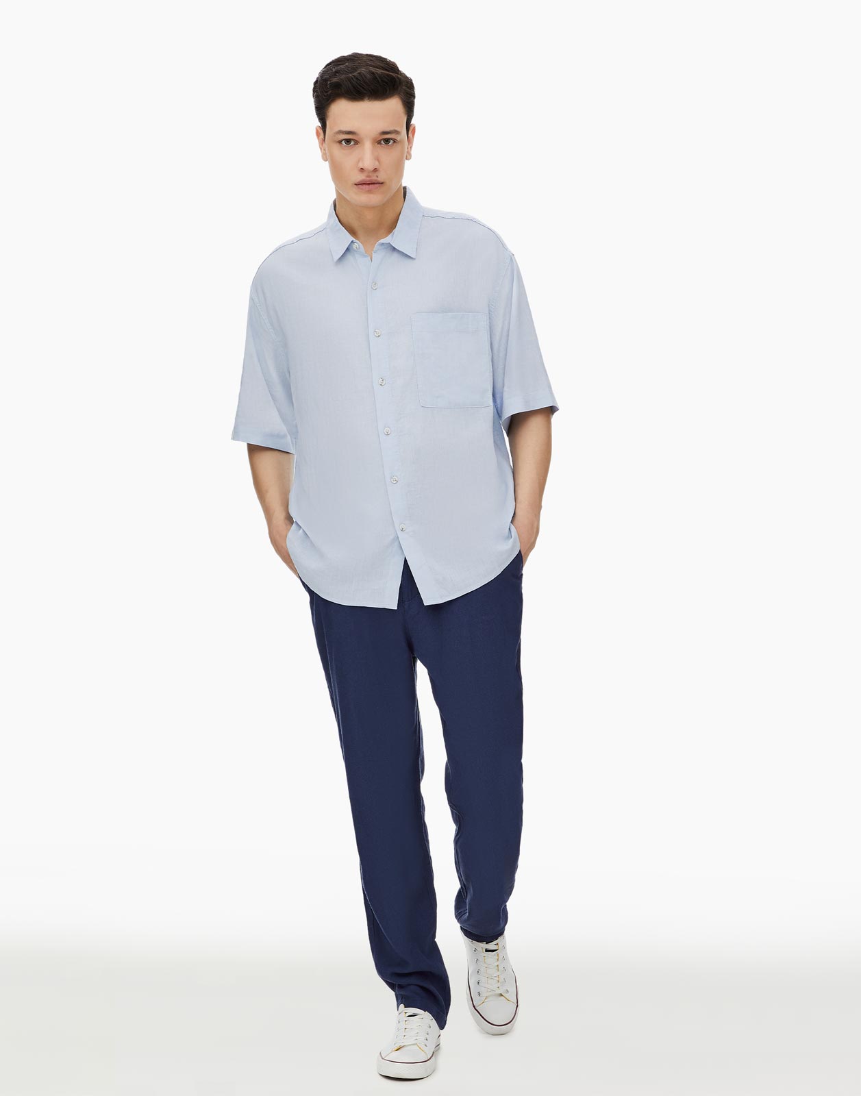 

Рубашка мужская Gloria Jeans BWT001296 голубая 2XL, Голубой, BWT001296