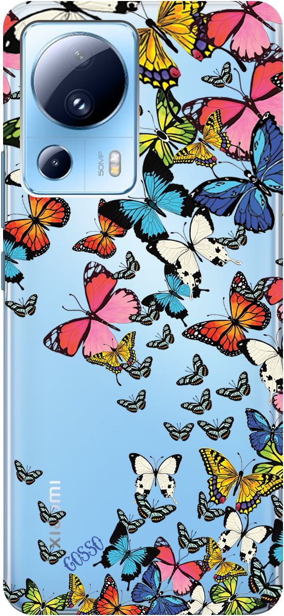 

Чехол на Xiaomi 13 Lite Лайт с 3D принтом "Magic Butterflies" прозрачный, Прозрачный;желтый, 158513