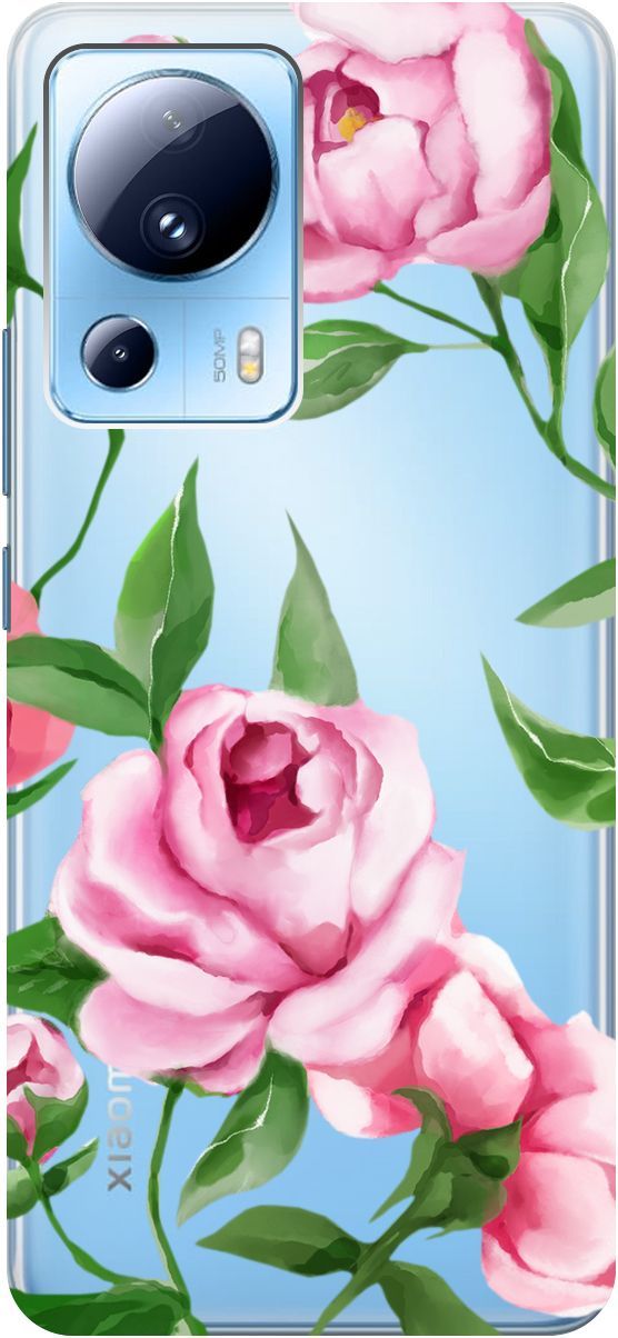 

Чехол на Xiaomi 13 Lite Лайт с 3D принтом "Amazing Peonies" прозрачный, Прозрачный;розовый, 158514