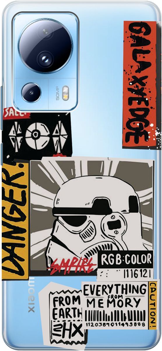 

Чехол на Xiaomi 13 Lite Лайт с 3D принтом "Stormtrooper Stickers" прозрачный, Прозрачный;белый, 158514