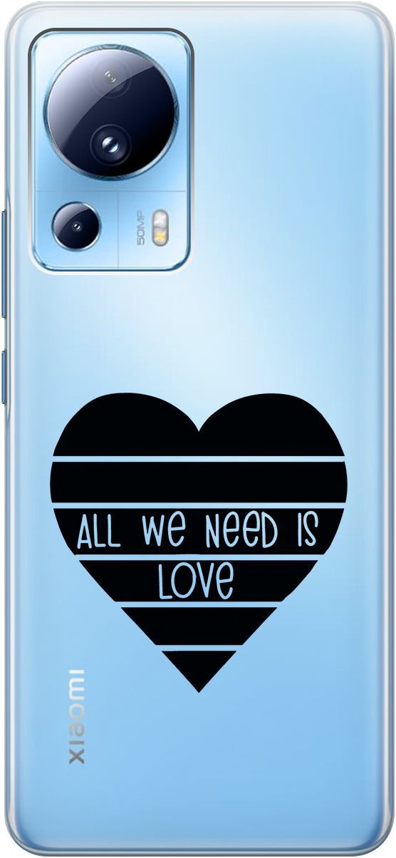 

Чехол на Xiaomi 13 Lite Лайт с 3D принтом "All We Need is Love" прозрачный, Прозрачный;черный, 158514