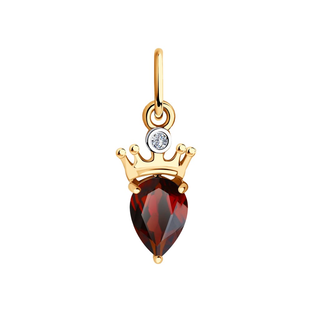 

Подвеска из красного золота Diamant 51-330-01205-3, гранат/фианит, 51-330-01205-3