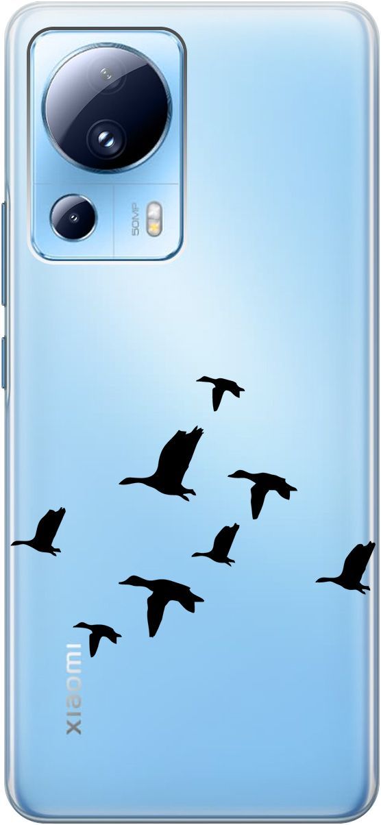 

Чехол на Xiaomi 13 Lite Лайт с 3D принтом "Flock of Ducks" прозрачный, Прозрачный;черный, 158515