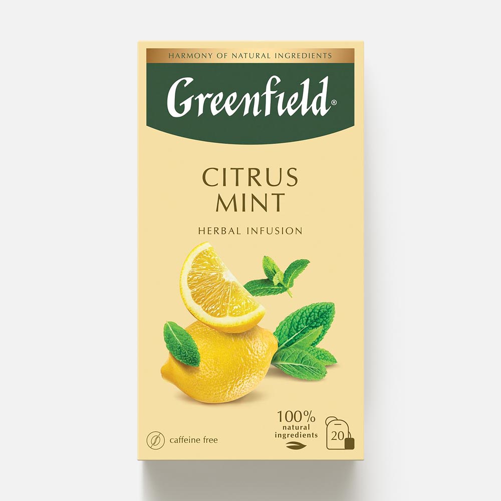 Чайный напиток Greenfield, Citrus Mint, в пакетиках, 20 шт.