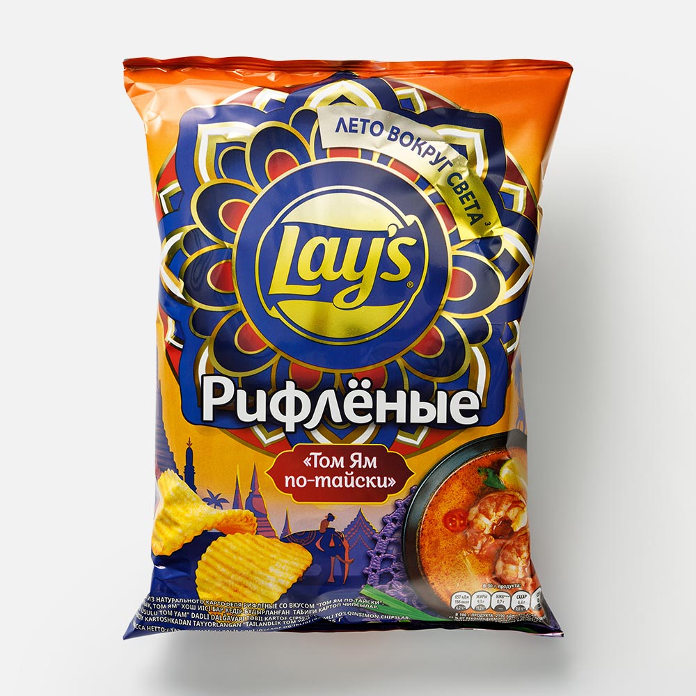 Чипсы Lay's, рифлёные, Том ям по-тайски, 125 г