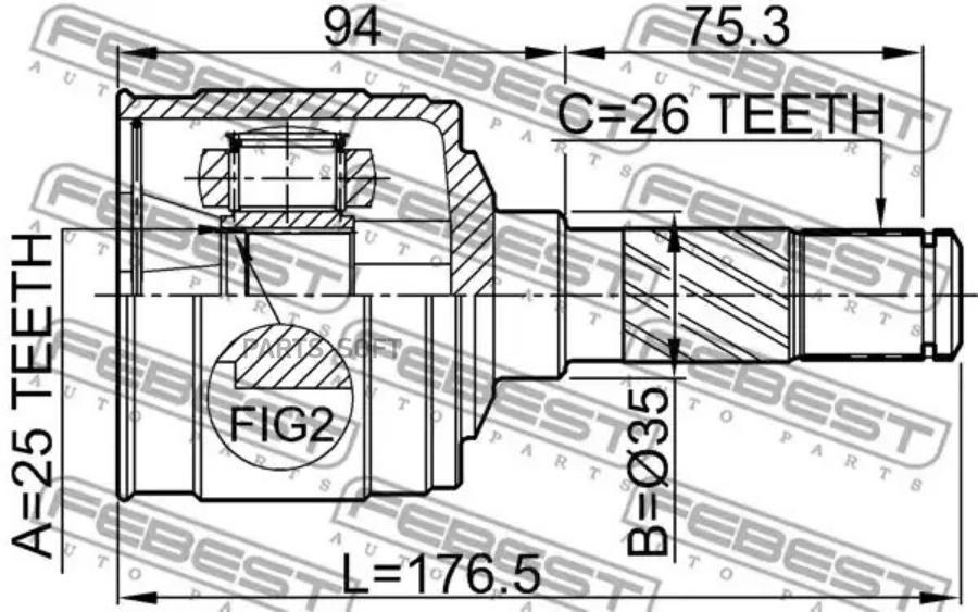 

FEBEST ШРУС ВНУТРЕННИЙ ПРАВЫЙ 25X35X26