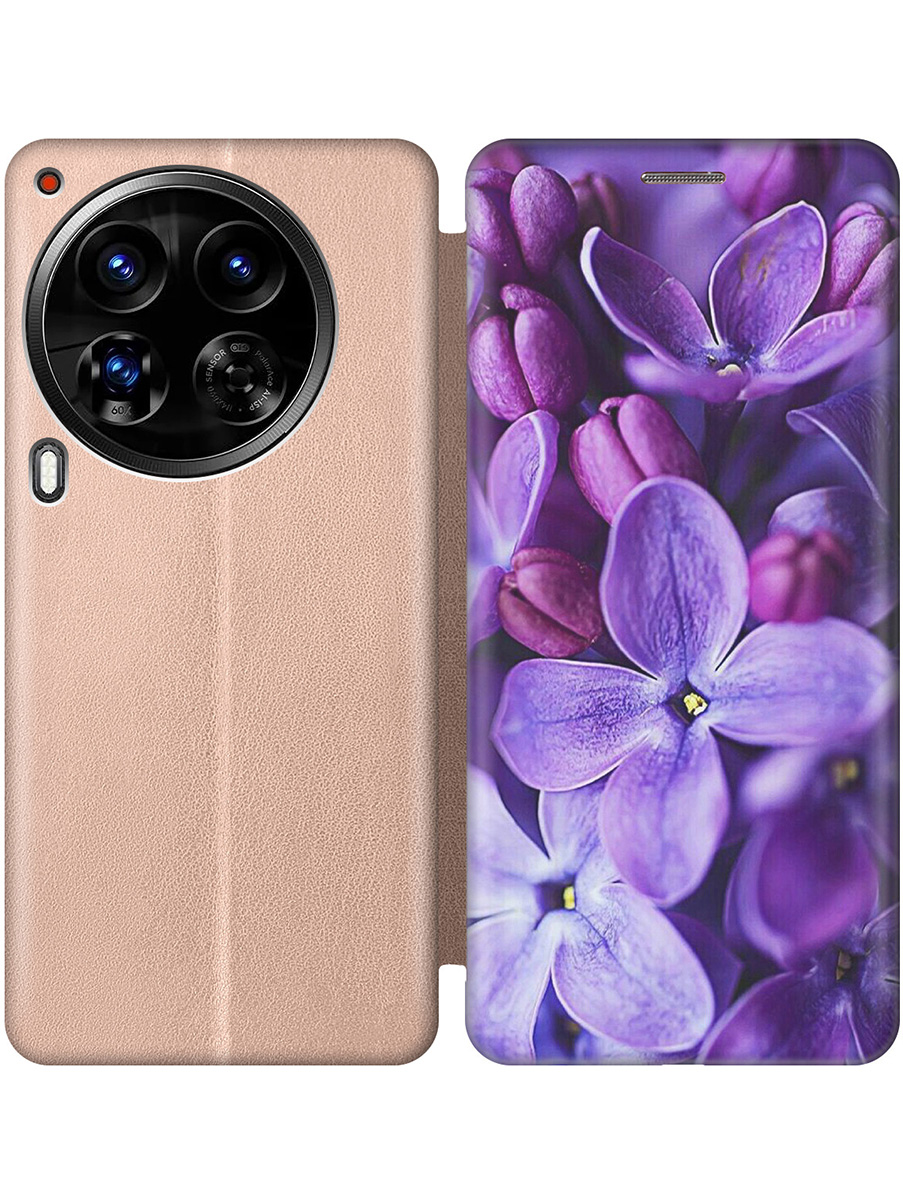 

Чехол-книжка на Tecno Camon 30 Premier 5g с принтом "Фиолетовая сирень" золотой, Золотистый;фиолетовый;черный, 782633021