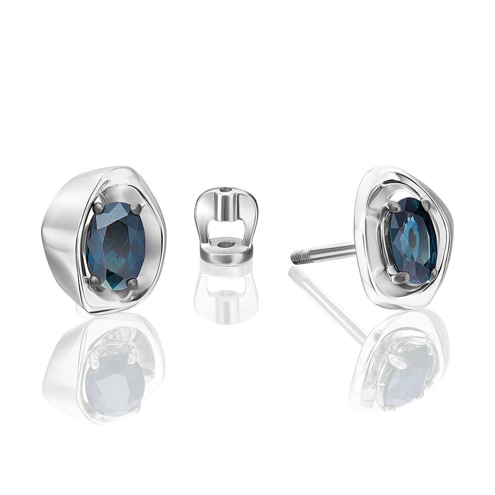 

Серьги пусеты из белого золота PLATINA jewelry 02-5224-00, сапфир, 02-5224-00