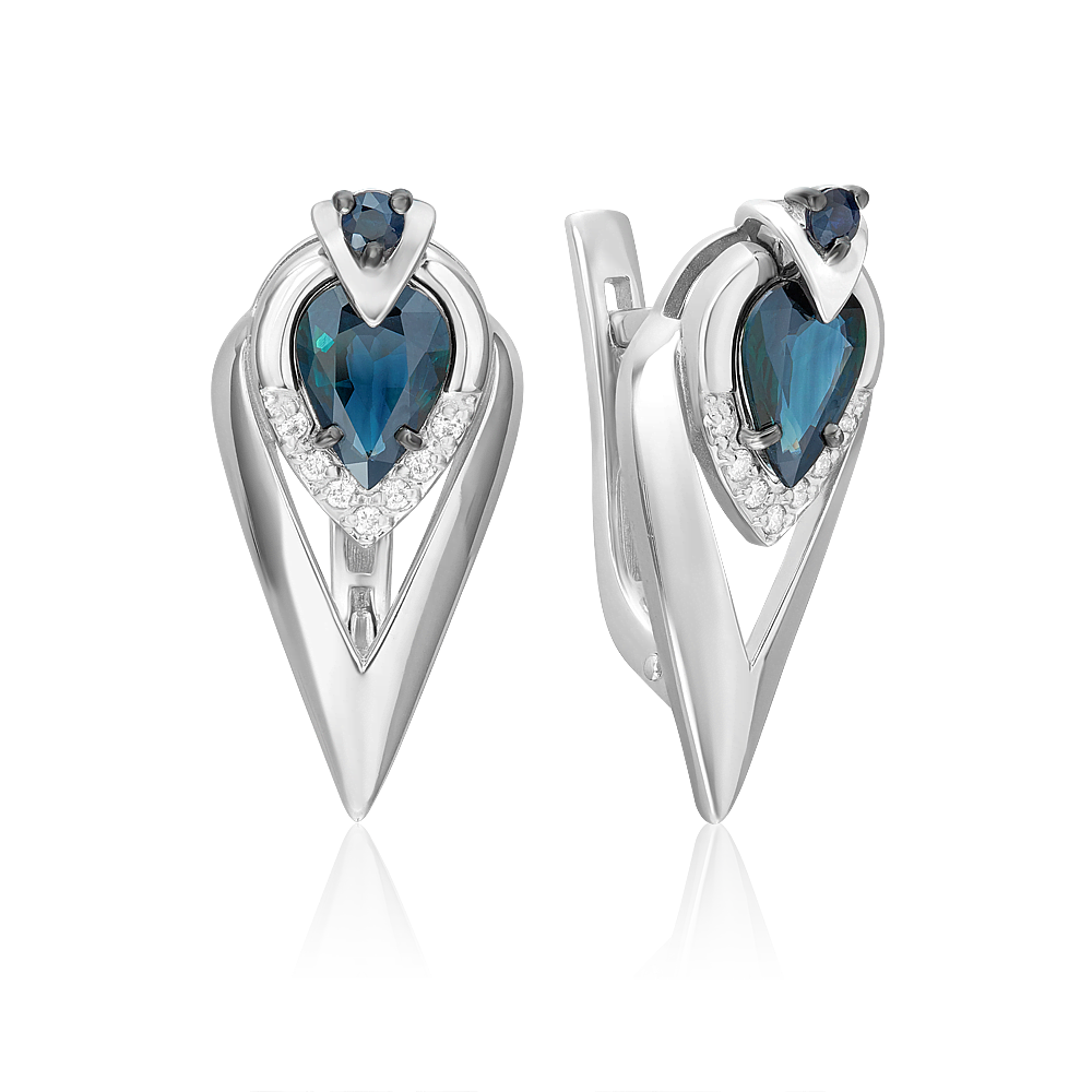 

Серьги из белого золота PLATINA jewelry 02-5228-00, сапфир/бриллиант, 02-5228-00