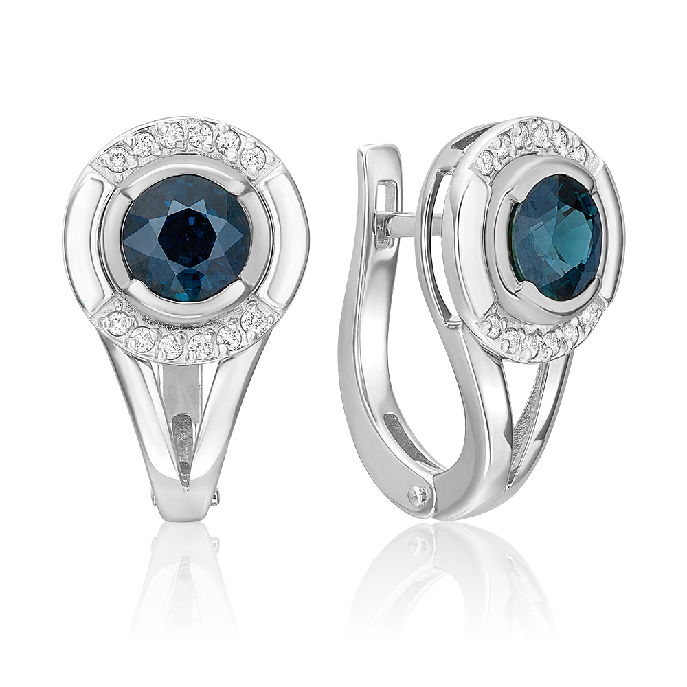 

Серьги из белого золота PLATINA jewelry 02-5232-00, сапфир/бриллиант, 02-5232-00
