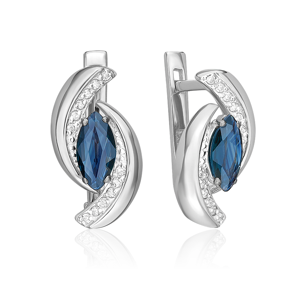 

Серьги из белого золота PLATINA jewelry 02-5235-00, сапфир/бриллиант, 02-5235-00