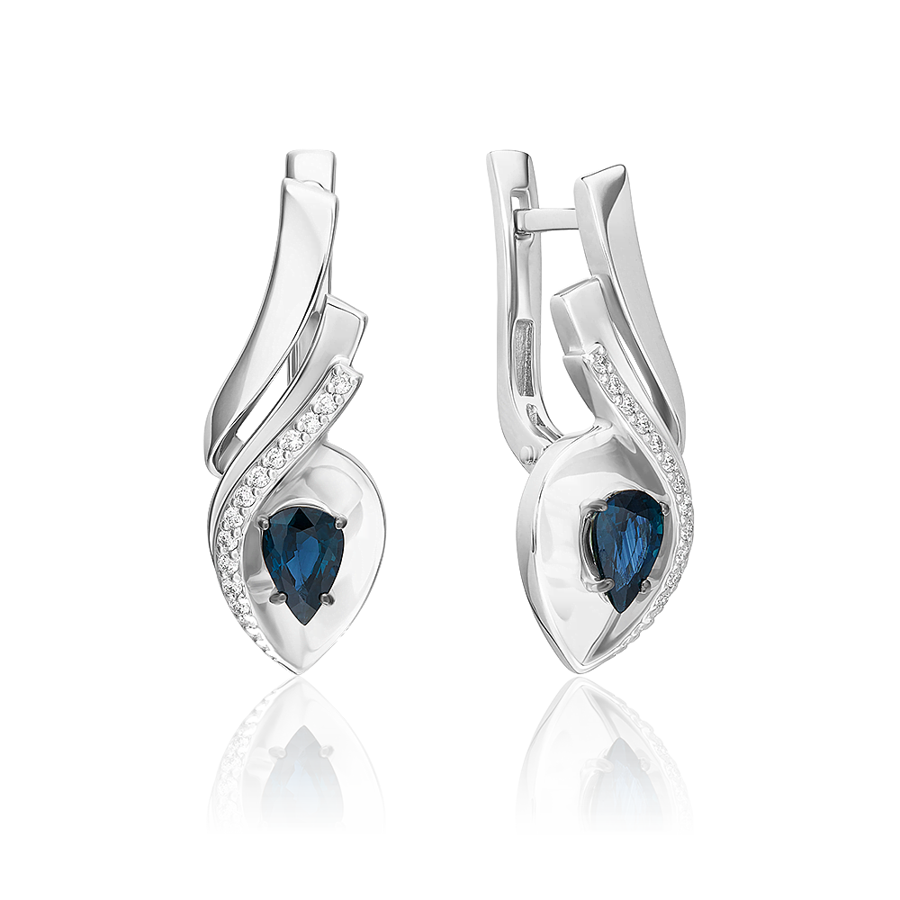 

Серьги из белого золота PLATINA jewelry 02-5240-00, сапфир/бриллиант, 02-5240-00