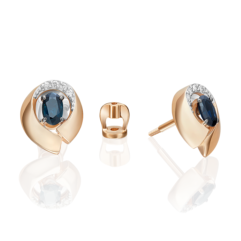 

Серьги пусеты из комбинированного золоа PLATINA jewelry 02-5245-00, сапфир/бриллиант, 02-5245-00