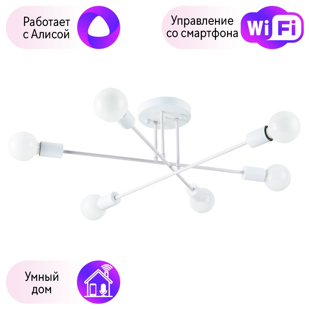 Потолочная люстра Combo Lustr A5435PL-6WH-A Arte Lamp Alastor с поддержкой Алиса