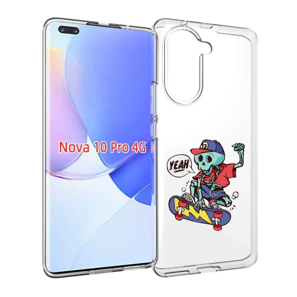 Чехол MyPads Скелет-на-скейте для Huawei Nova 10 Pro противоударный