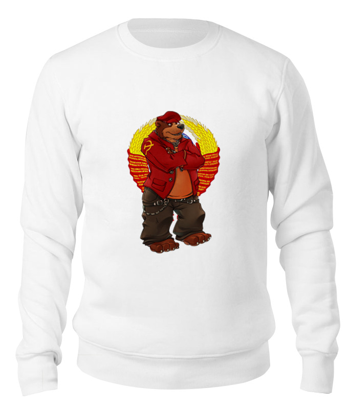 

Свитшот унисекс Printio Angry russian bear белый 2XL, Angry russian bear