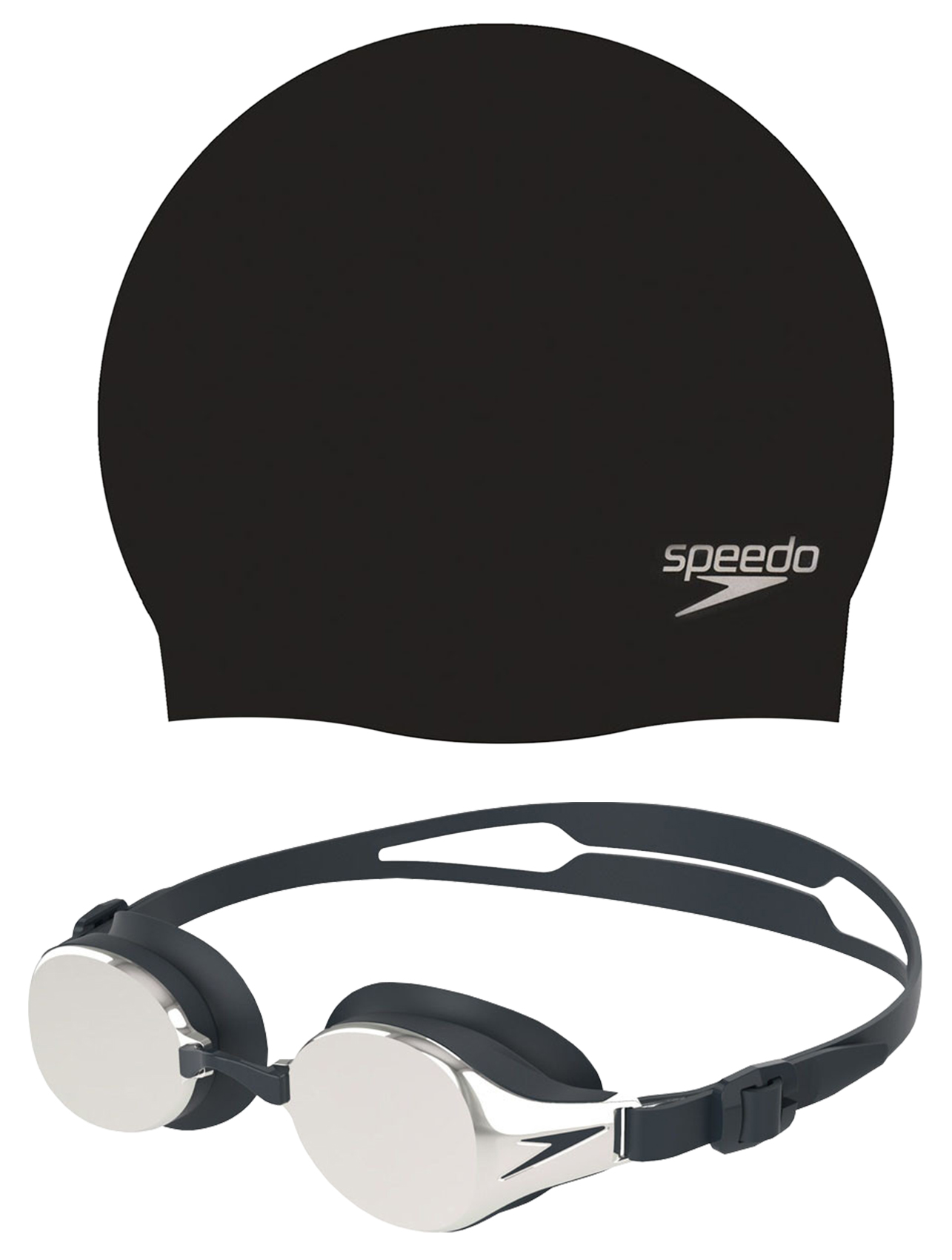 Очки для плавания Speedo Hydropure Mirror + шапочка Plain Molded Silicone Cap в комплекте