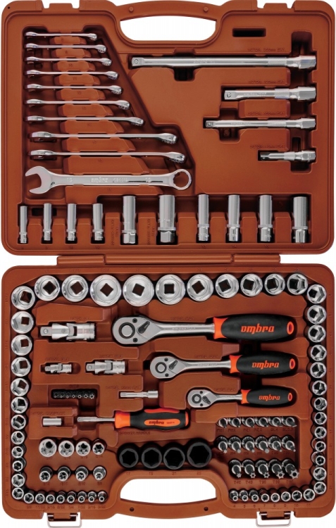 911120 Специальный набор инструмента, торцевые головки 1/4, 3/8, 1/2DR, 4-32 мм и SAE 5